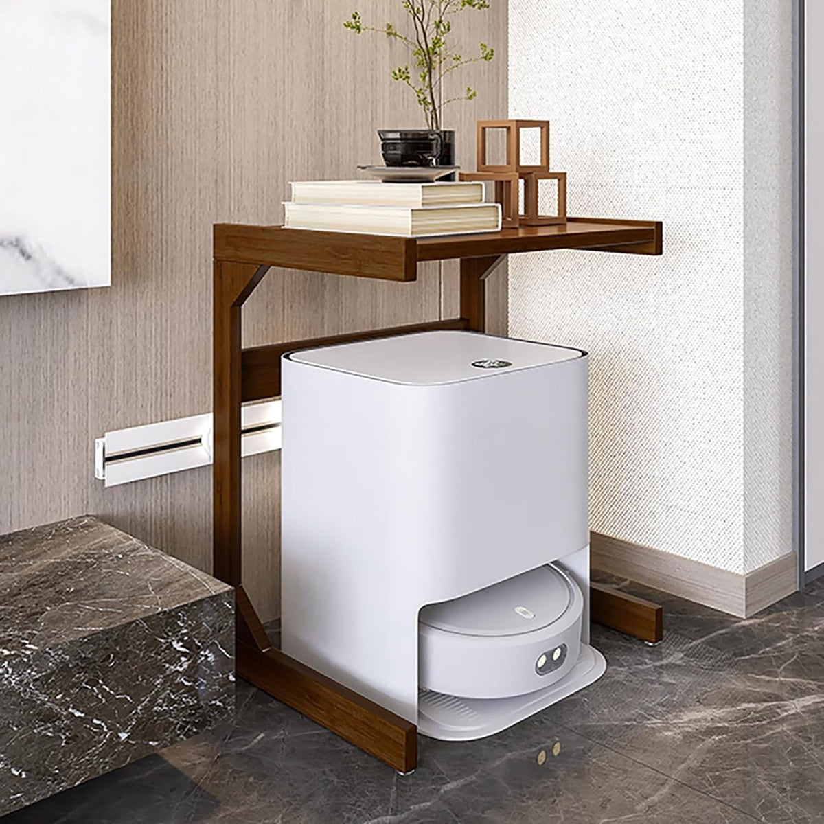 Nordivo Accesorios para aspiradora, Estante con Ruedas para Robot Aspirador, Mueble de Almacenamiento sobre el Robot, Mesa Auxiliar para Salón u