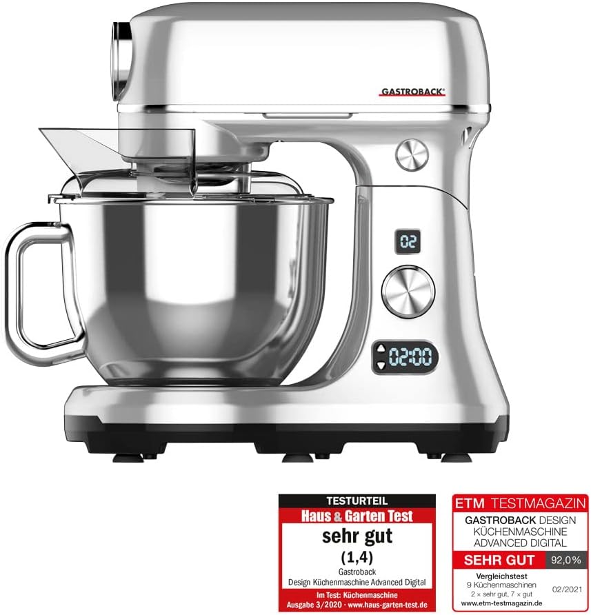 GASTROBACK Robots de cocina, 40977 Robot de Cocina 5 L Acero Inoxidable 600 W 40977, 5 L, Acero Inoxidable, Botones, Giratorio, Mezcla, 1, 15 m