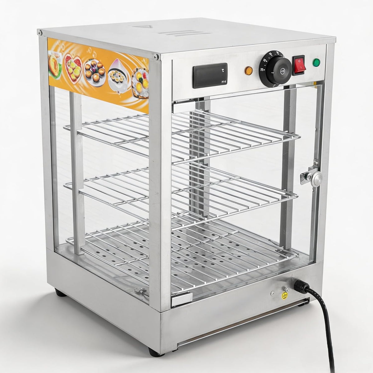 Calentadores de comida TyochiAki, Mostrador térmico de 3 pisos, 57 L, acero inoxidable, 800 W, contador de calor 30, 85 °C, calentador de alimentos