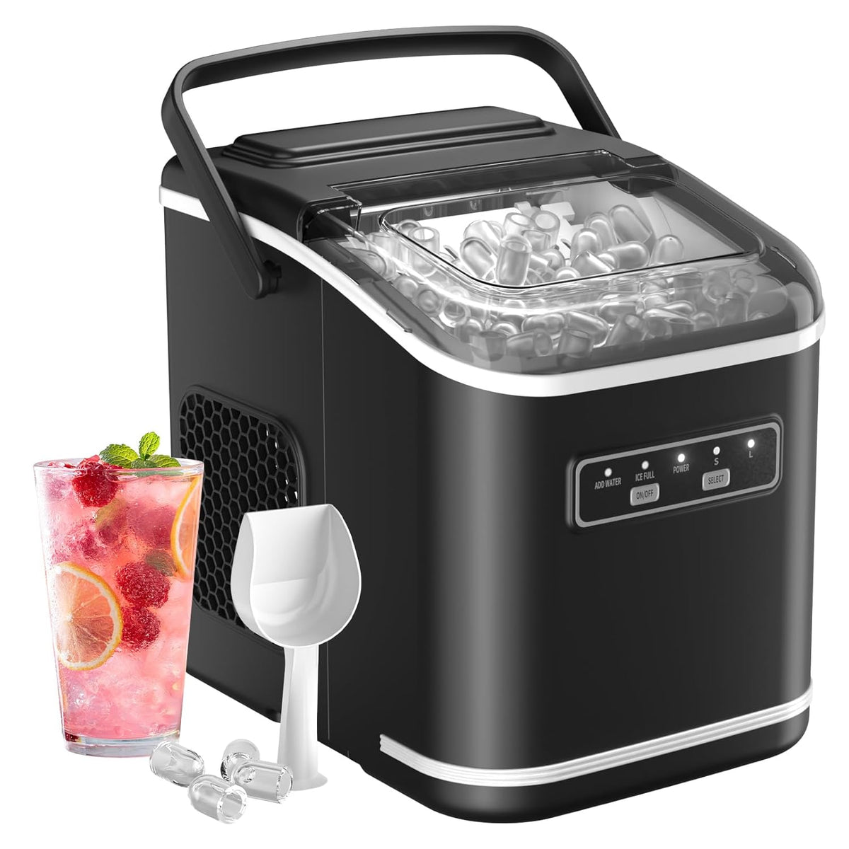 Máquinas para hacer hielo de Acmeenjoy, Hacer Hielo, Acmeenjoy 12kg/24h Maquina de Hielo para Encimera, Hielo en 6-8 minutos, Maquina de Hielo