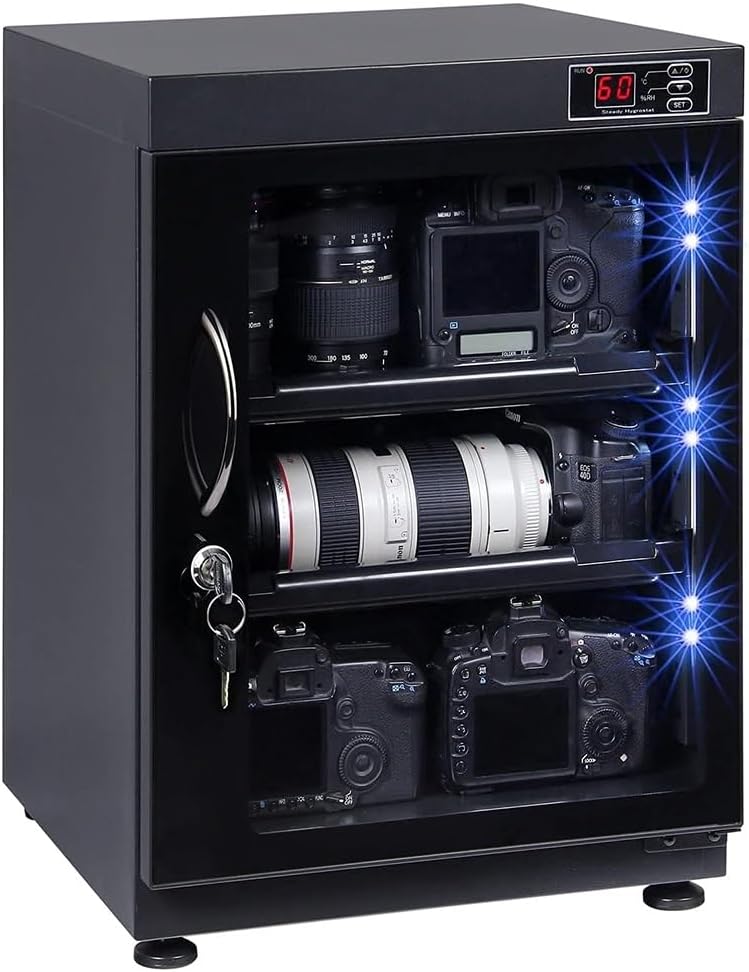 WYWY Armarios Dry Box, Gabinete Secador Digital para Objetivos y Equipo de Cámara - Caja de Almacenamiento con Deshumidificador Electrónico Silencioso