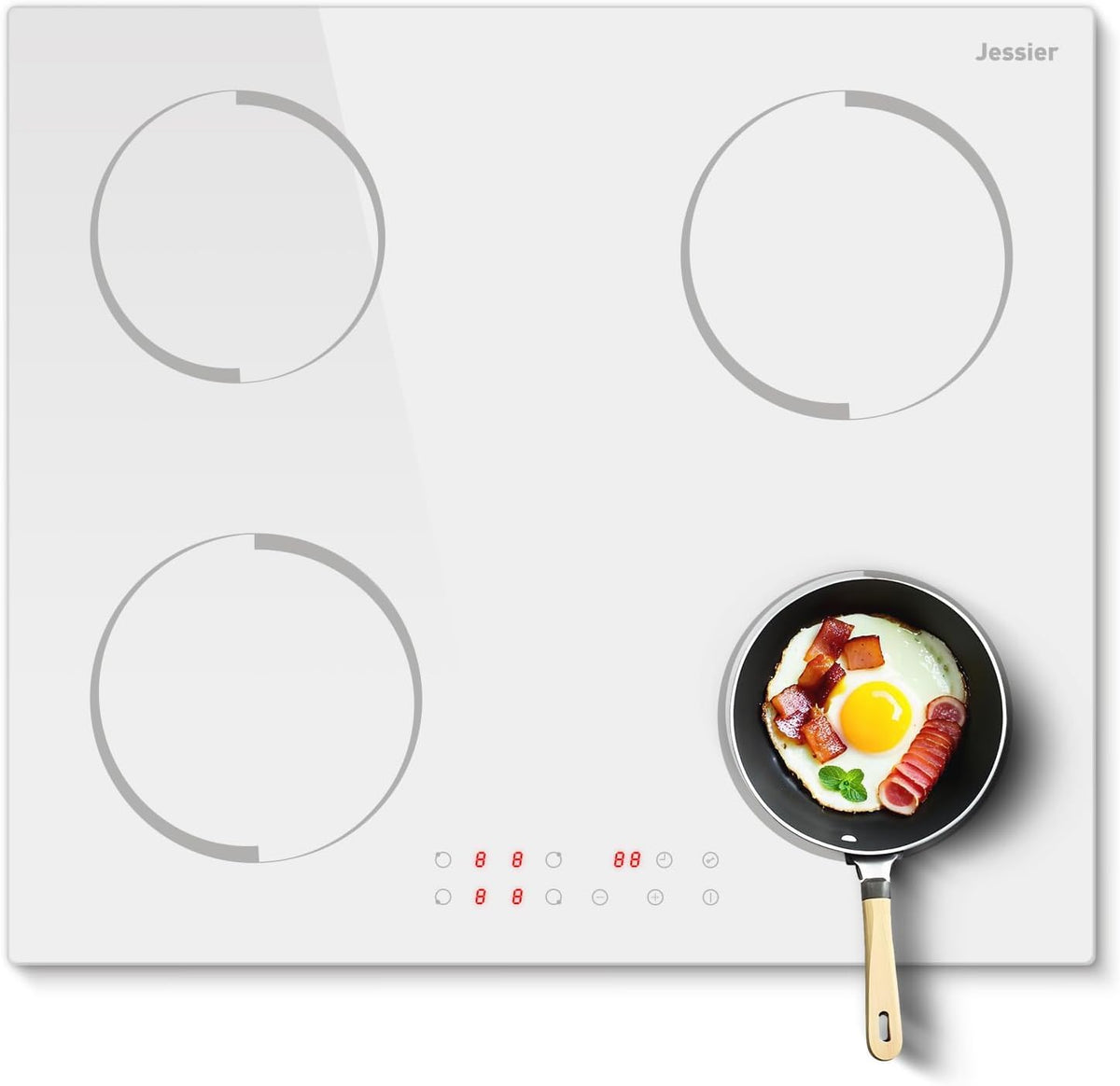 Jessier Placa de cocina, inducción con enchufe, 4 placas de inducción blanco