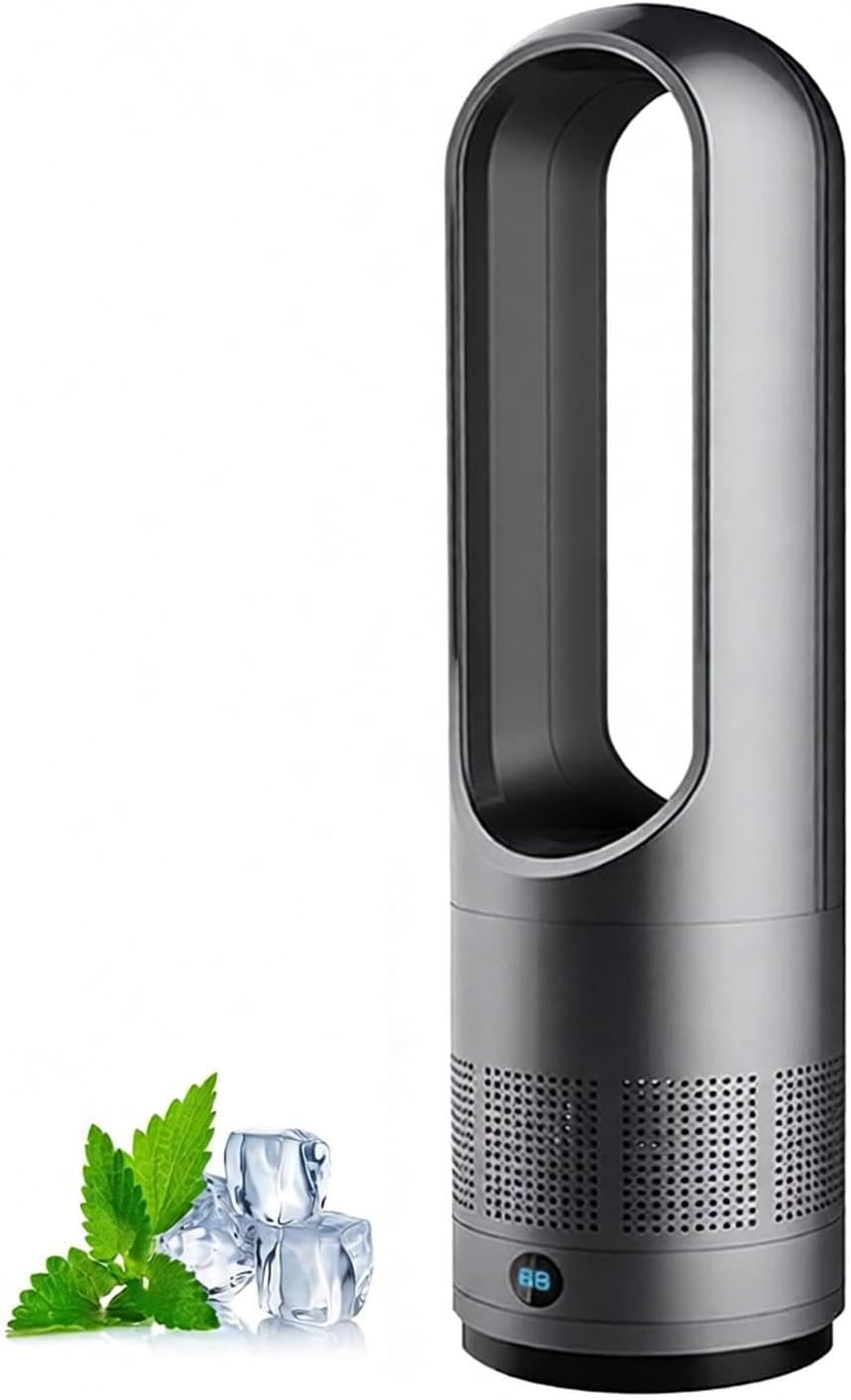 Ventilador de torre Generic, torre sin aspas frío y caliente, circulador de aire oscilante de 45, 7 cm con temporizador de 8 velocidades, purificador