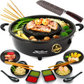 Parrillas eléctrica TomYang, Hot Pot Premium, Incluye Accesorios Premium y Cuchillo Santoku. La Parrilla y Olla Thai Original, Recubrimiento