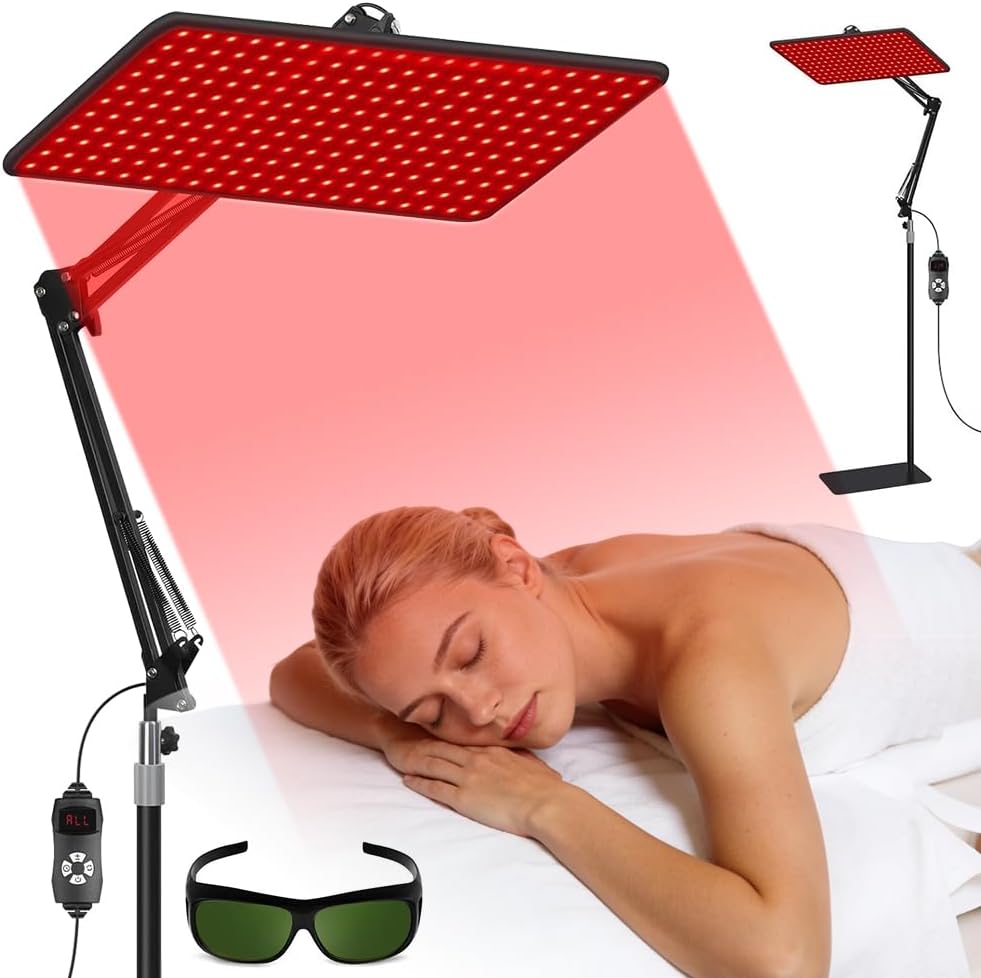 Tratamiento con infrarrojo Peelanmall, 200 LED rojo terapia panel lámpara de luz roja para cuerpo entero y cara, dispositivo de terapia de luz roja, 5