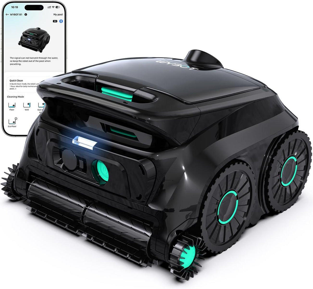 WYBOT Limpiafondos automático, OS600 Limpiafondos Piscina, Robot Piscina y Paredes, 5 Modos, 120 Min
