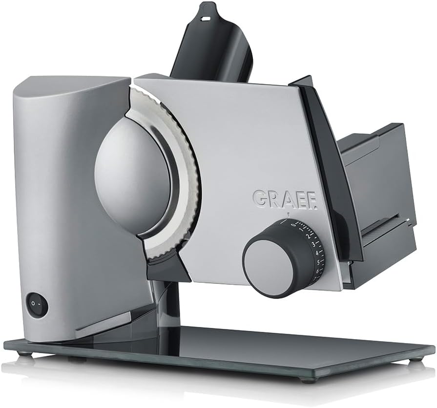 Cortafiambr GRAEF., GRAEF S32100 Cortadora de todos, cortadora eléctrica multifunción, inclinable, salchicha, queso, pan y mucho más, cortadora de pan