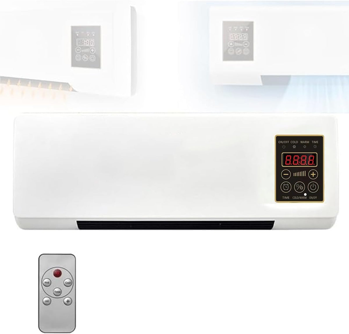 Aires acondicionados de pared de VCYEX, Aire Acondicionado Pared Sin Unidad Exterior, AC De Pared 2 En 1, Calefactor Frío/Calor, Ventilador De Aire