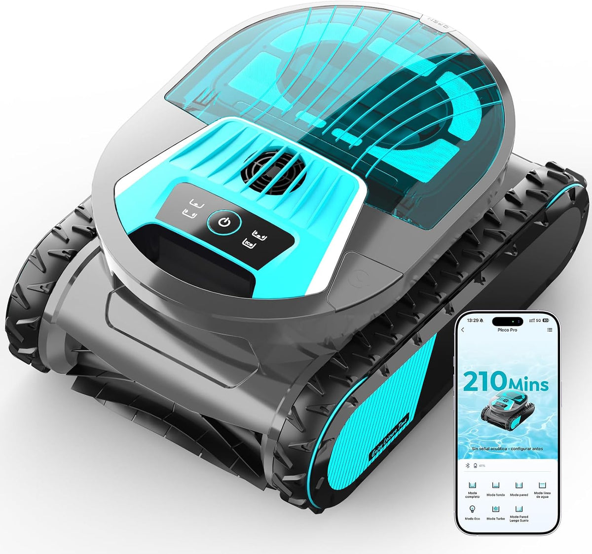 Limpiafondos automático de BRINBO, (Nuevo 2026) Pleco Pro Robot Piscina Limpiafondos y Paredes, Limpieza de Línea de Agua, Autonomía 210 Min, 3