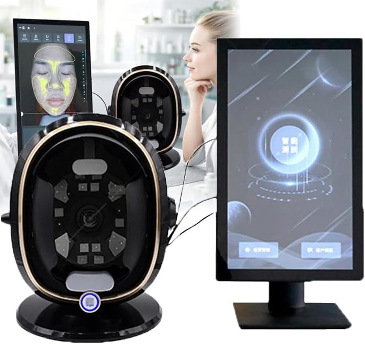 Analizadores de humedad de la piel LQQYJSM, Analizador Inteligente Piel 38 MP HD, Análisis Y Predicción Síntomas Cutáneos Black-13.3in